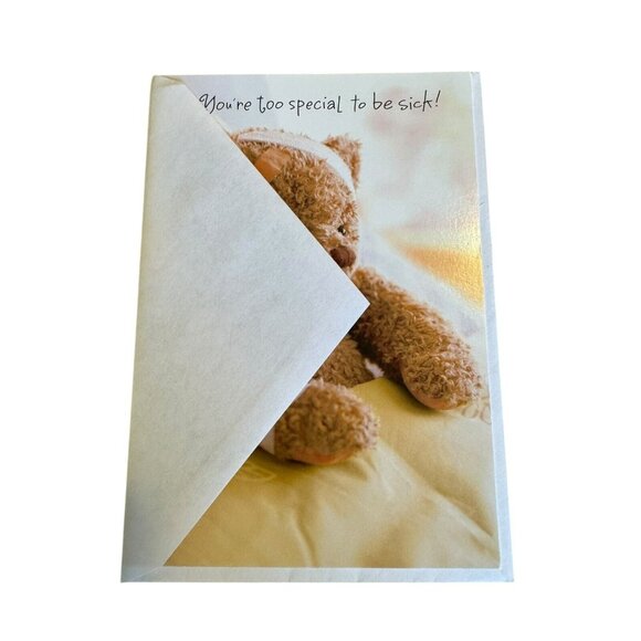 Hallmark Greeting Card Your'e too special to be sick! Teddy Bear Unused USA - Picture 7 of 8